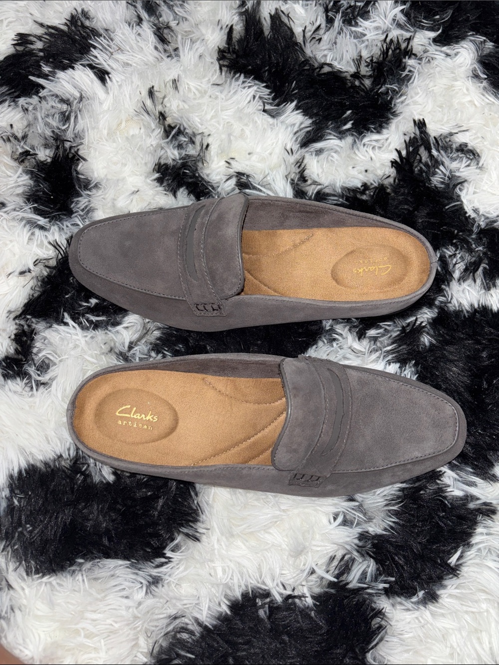 Clarks Gray Suede Slip-On Penny Loafers